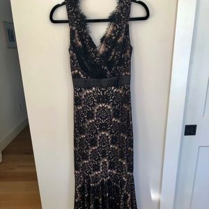 Black lace and nude evening gown